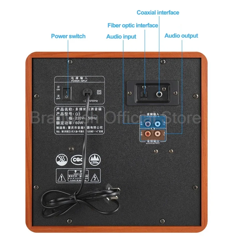 6.5 inch 180W Speaker with 2Pcs Satellite Speakers 5.0 Bluetooth HIFI Sound Box Support RCA USB TF For Home Theater Karaoke 1Pc