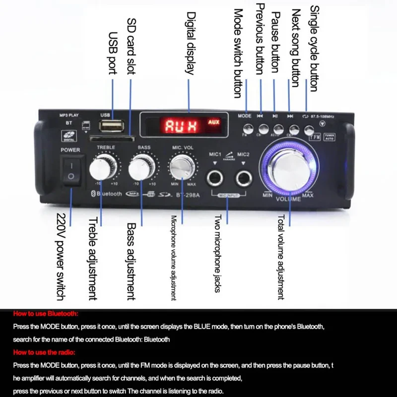 Home Amplifiers Audio 600w Bluetooth-compatible Subwoofer Theater Sound System Amplifier Mini Amplifier Professional RC Control