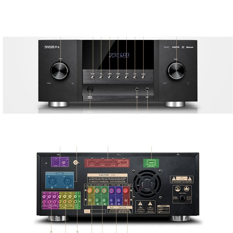 1600W High-power 5.1 Amplifier DTS Decoding HD Lossless 5.1 Home Theater Audio Set Home Surround Floor Passive Speaker Bass