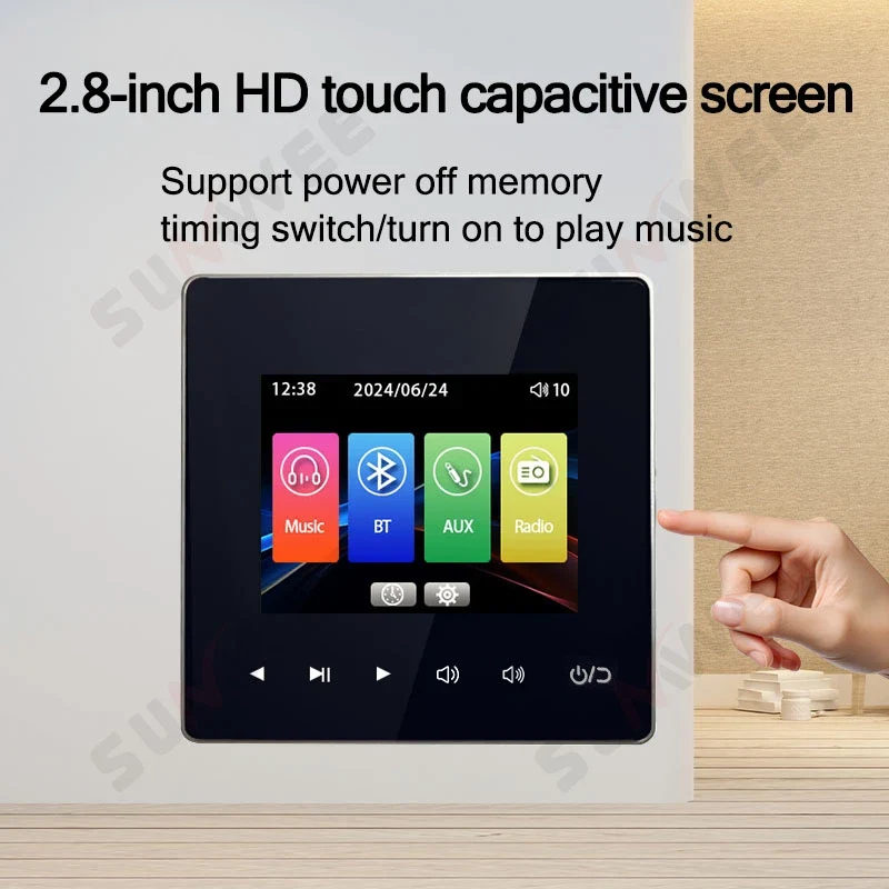 Home Audio System 86 Type Bluetooths Wall Amplifier Hotel AUX TF Sound Background Music Control Panel Optional Ceiling Speakers
