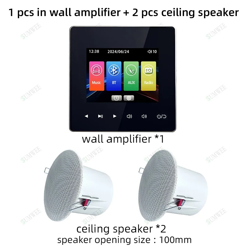 Home Audio System 86 Type Bluetooths Wall Amplifier Hotel AUX TF Sound Background Music Control Panel Optional Ceiling Speakers