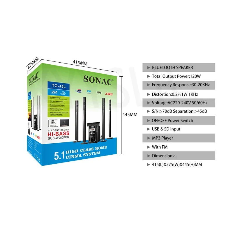 KYYSLB Wireless Subwoofer Blueteeth 5.1 Home Theater System Set TV Mobile Phone Karaoke Soundbar Speaker K Song Speakers Column