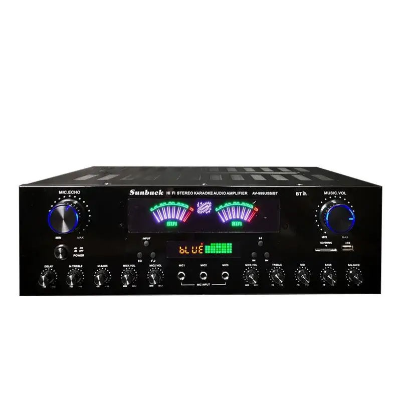 AV-555BT/999BT Max 4000W Bluetooth Sound Amplifiers Dual Dynamic Screen HiFi Digital Stereo Amplify For Home Car Theatre Karaoke