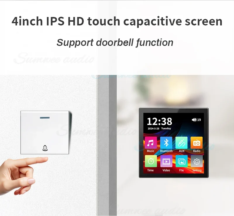 MINI touch screen TF Audio in wall amplifier home theater bluetooth control panel Background music player stereo ceiling speaker