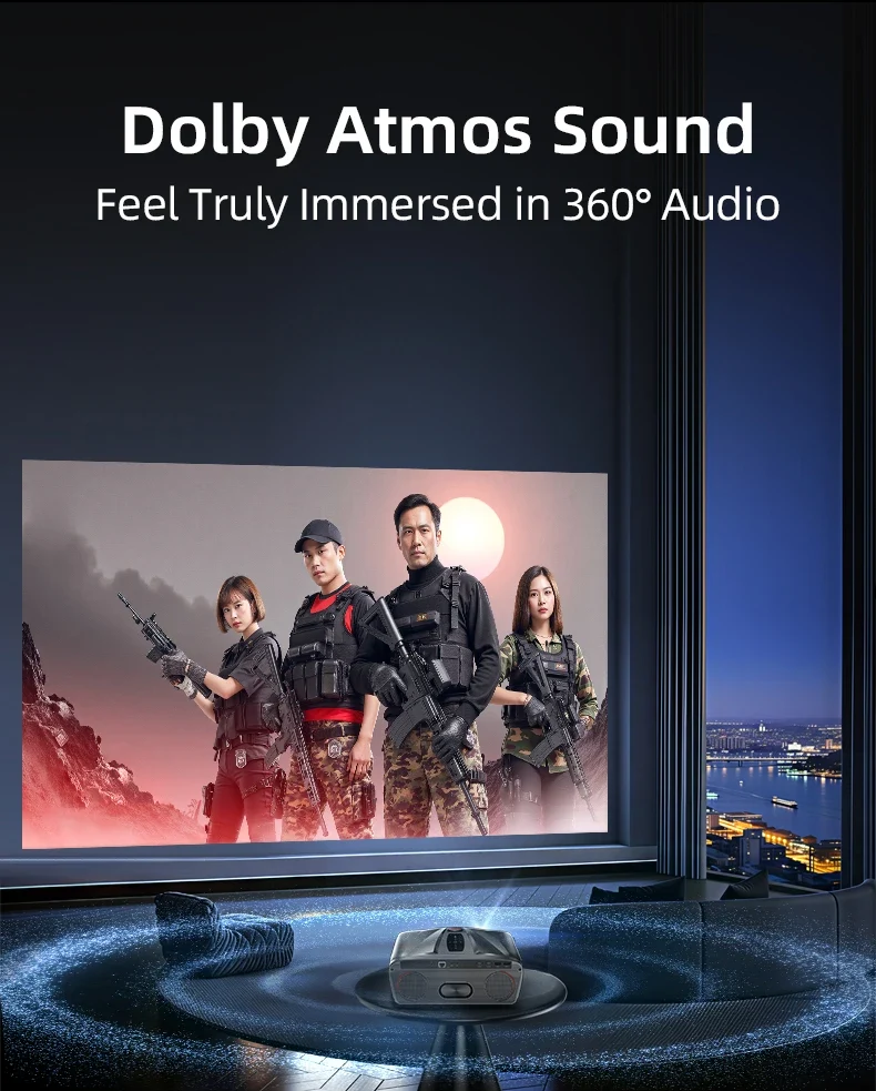 Netflix Certified 4K Smart Projector Native 1080P Dolby Audio WiFi6 Bluetooth Auto Focus Auto Keystone HDR Home Theater HDMI