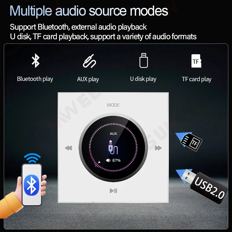 Home audio Wall power Amplifier Mini Stereo Background Music control Panel Bluetooths sound player System with Ceiling speakers
