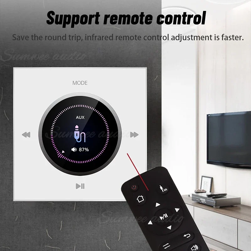 Home audio Wall power Amplifier Mini Stereo Background Music control Panel Bluetooths sound player System with Ceiling speakers