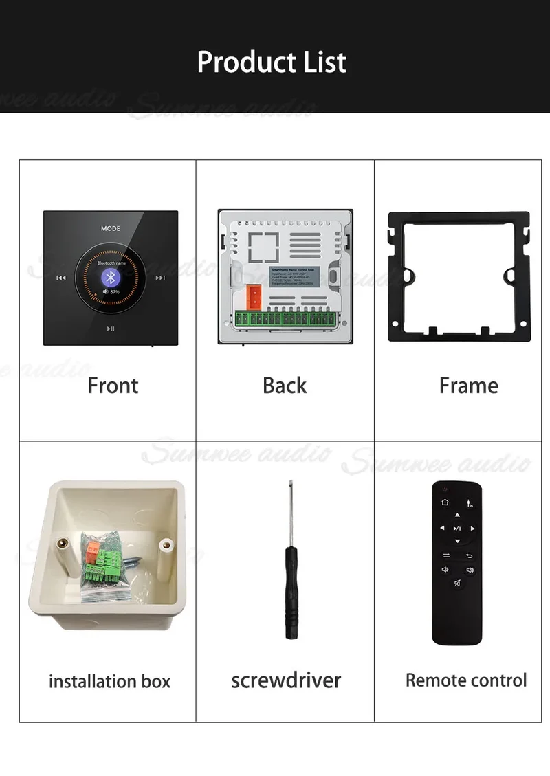 Home audio Wall power Amplifier Mini Stereo Background Music control Panel Bluetooths sound player System with Ceiling speakers