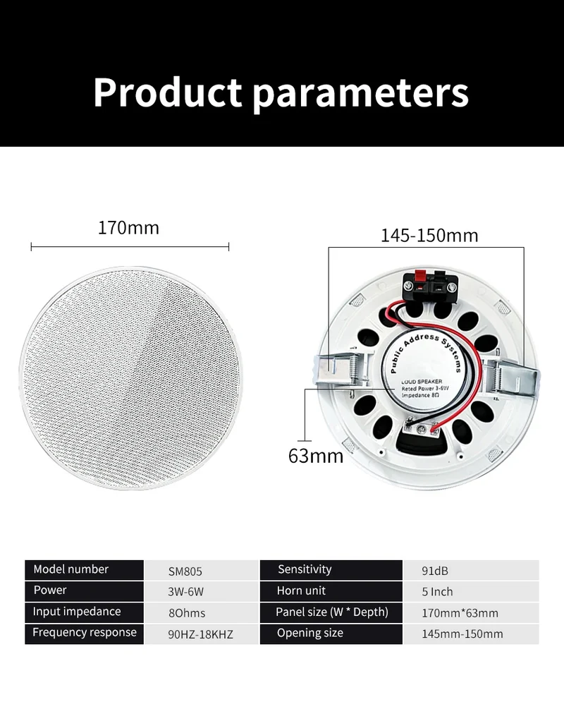 Home audio Wall power Amplifier Mini Stereo Background Music control Panel Bluetooths sound player System with Ceiling speakers