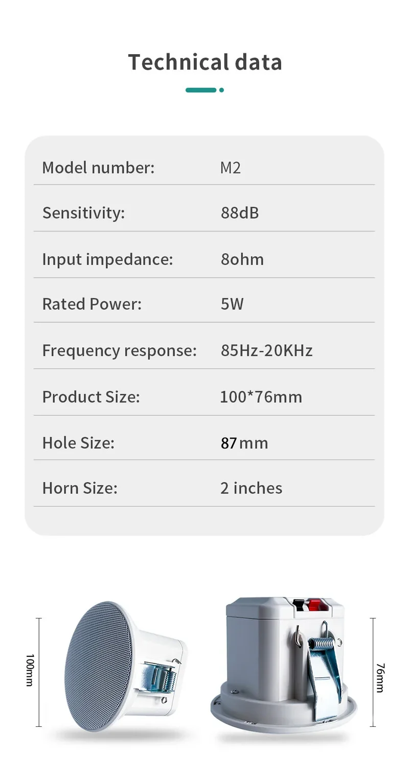 Home Background music player system audio in wall power amplifier bluetooths TF USB FM radio AUX controls panel ceiling speakers