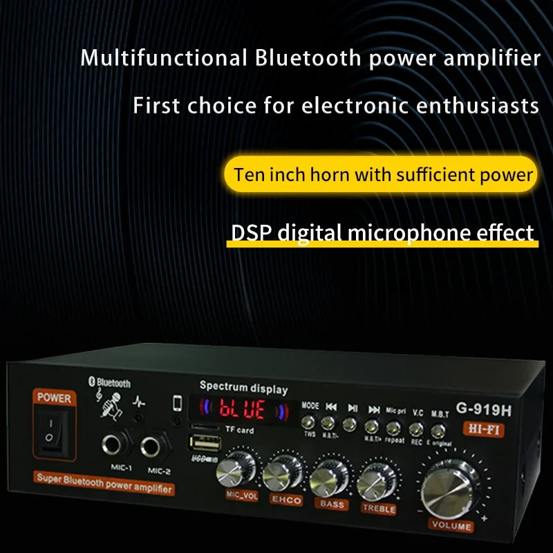 G-919H 1000W Home Power Amplifiers Audio Bluetooth Amplificador Subwoofer Speakers Theater Audio Sound System 220V/110V FM