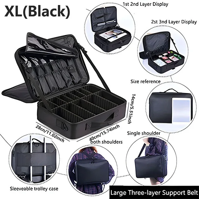 Large Capacity Cosmetic Case Waterproof Manicure Makeup Toolbox,Makeup Bag For Travel New Professional Tattoo Tool Makeup Case