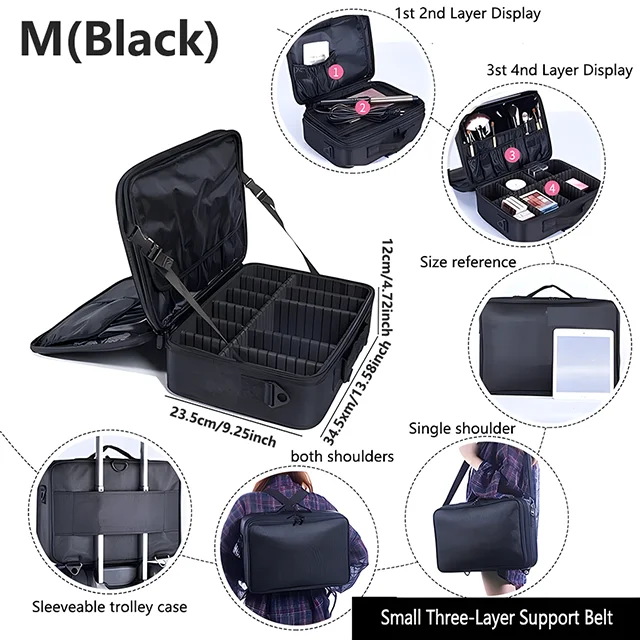 Large Capacity Cosmetic Case Waterproof Manicure Makeup Toolbox,Makeup Bag For Travel New Professional Tattoo Tool Makeup Case