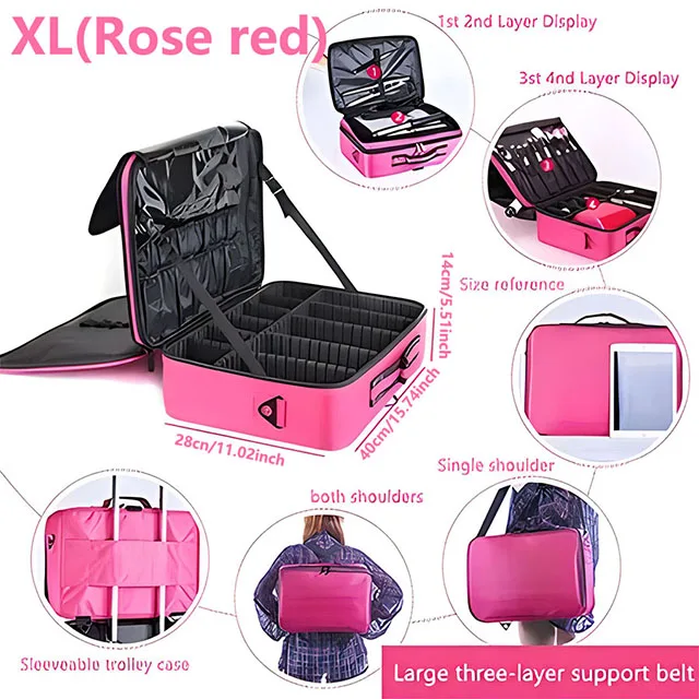 Large Capacity Cosmetic Case Waterproof Manicure Makeup Toolbox,Makeup Bag For Travel New Professional Tattoo Tool Makeup Case