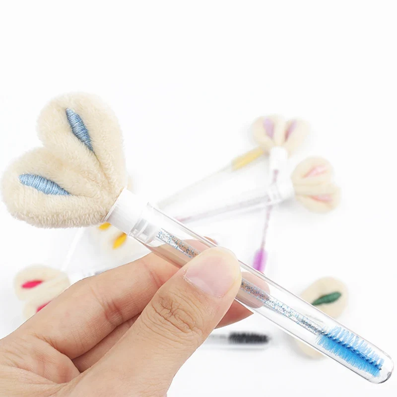 10pcs Tube Eyelash Brush Lash Extension Makeup Brushes Eyebrow Comb Rabbit Ears Designer False Eyelashes Microbrush Beauty Tool