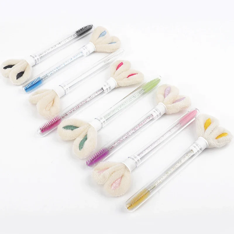 10pcs Tube Eyelash Brush Lash Extension Makeup Brushes Eyebrow Comb Rabbit Ears Designer False Eyelashes Microbrush Beauty Tool