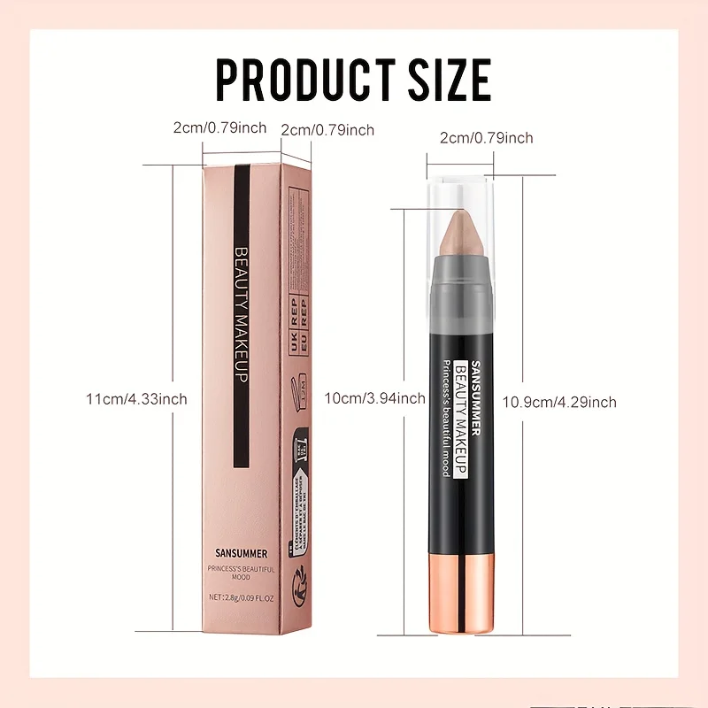 7-color waterproof eye shadow stick, pearlescent matte treatment, to create a natural and lasting eye makeup flash.