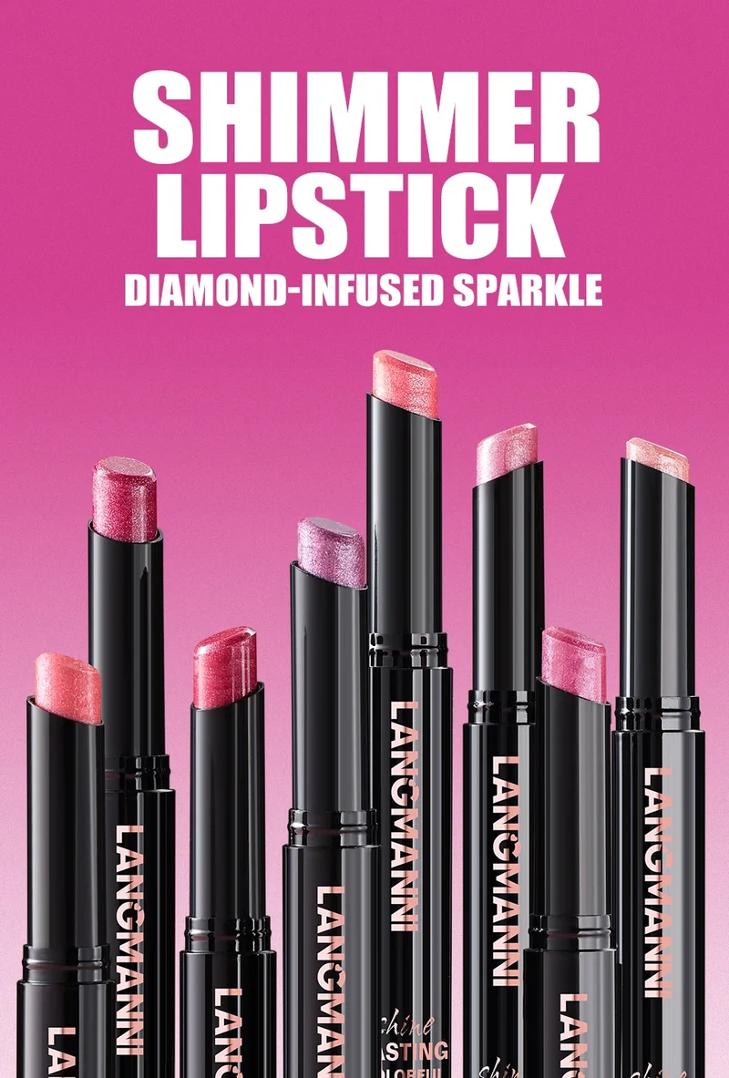 Diamond Pearlescent Lipstick Waterproof Long Lasting Non-stick Cup Matte Velvet Shiny Lipsticks Red Sexy Lips Makeup Cosmetics