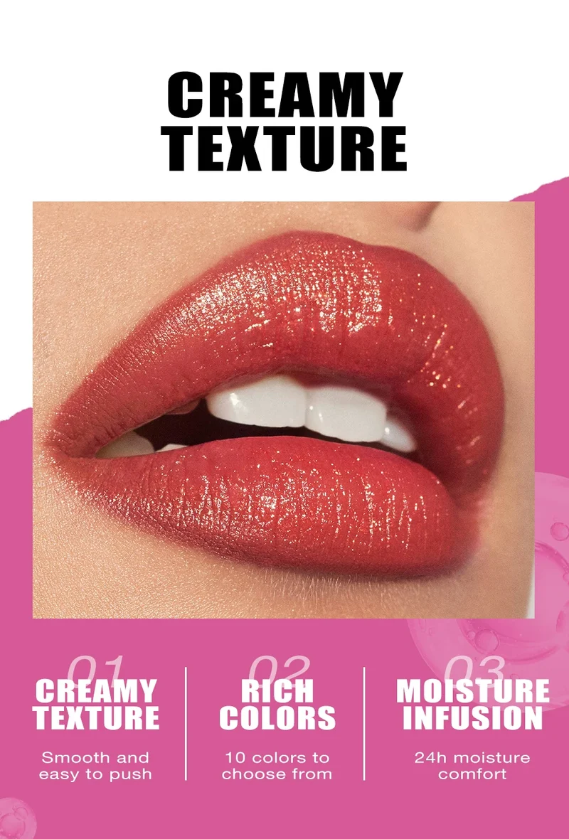 Diamond Pearlescent Lipstick Waterproof Long Lasting Non-stick Cup Matte Velvet Shiny Lipsticks Red Sexy Lips Makeup Cosmetics