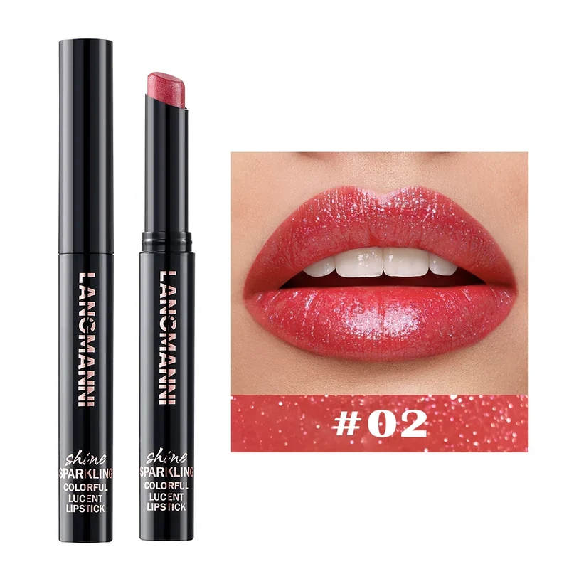 Diamond Pearlescent Lipstick Waterproof Long Lasting Non-stick Cup Matte Velvet Shiny Lipsticks Red Sexy Lips Makeup Cosmetics
