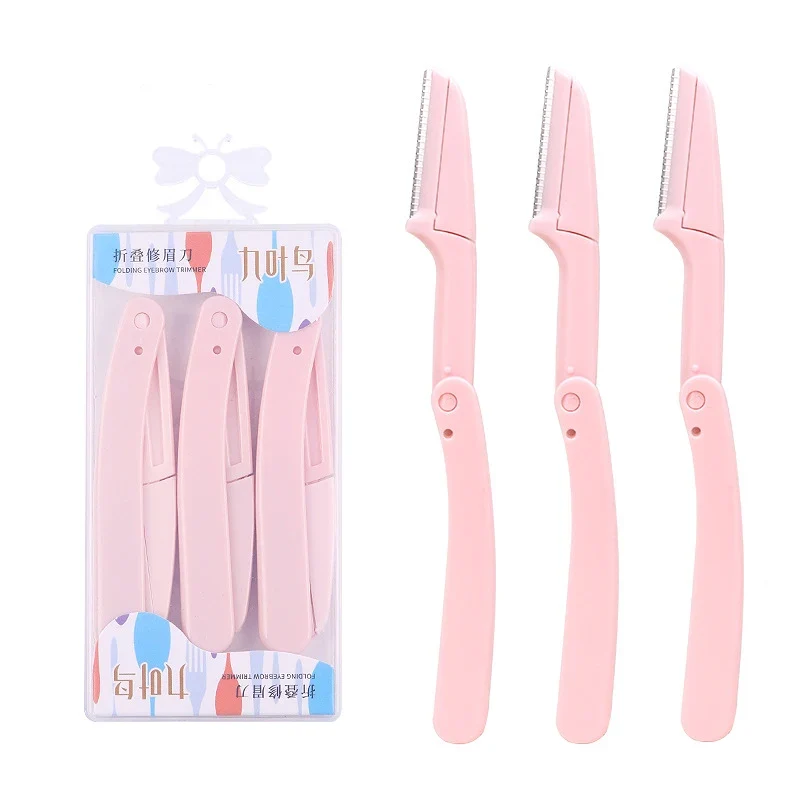 3pcs Fold Eyebrow Trimmer Scissors Hair Remover Eyebrow Comb Razor Eyebrow Clip Makeup Tools Face Razor for Women