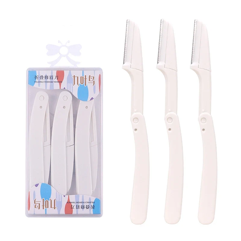 3pcs Fold Eyebrow Trimmer Scissors Hair Remover Eyebrow Comb Razor Eyebrow Clip Makeup Tools Face Razor for Women