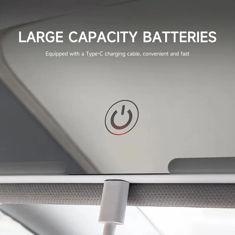 Car interior mirror, sun visor, LED high-definition makeup mirror, 3-mode touch screen adjustment,USBcharging,car makeup mirror