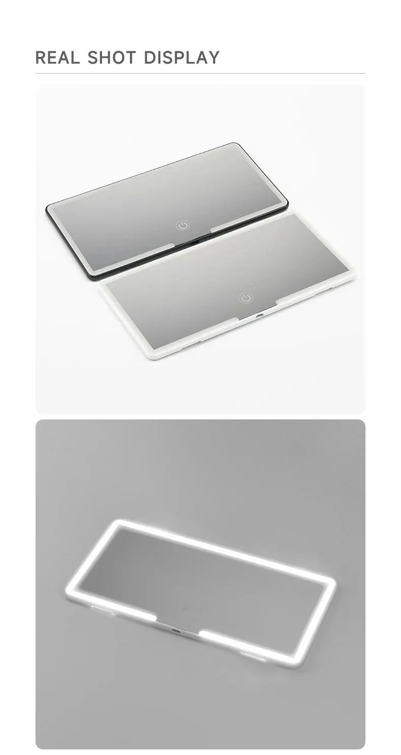 Car interior mirror, sun visor, LED high-definition makeup mirror, 3-mode touch screen adjustment,USBcharging,car makeup mirror