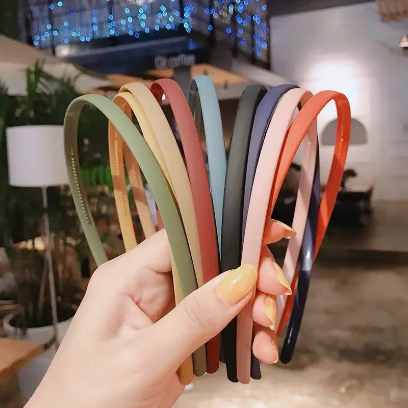 New Thin Edge Frosted Hair Hoop Non-slip with Teeth Candy Color Girls Wash A Face Makeup Hair Band Korean Hair Accessories