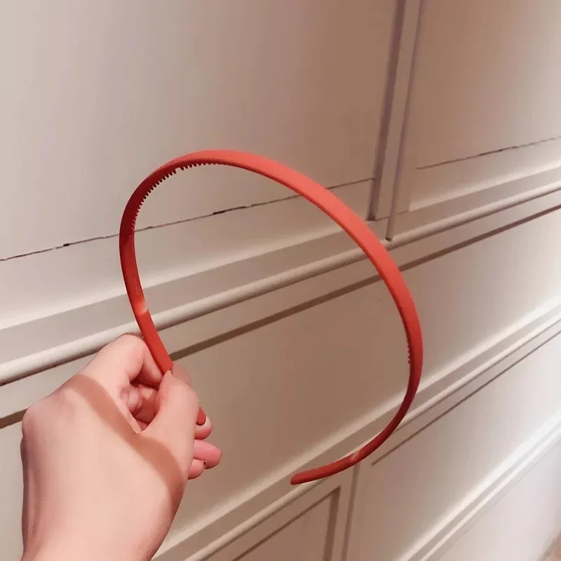 New Thin Edge Frosted Hair Hoop Non-slip with Teeth Candy Color Girls Wash A Face Makeup Hair Band Korean Hair Accessories