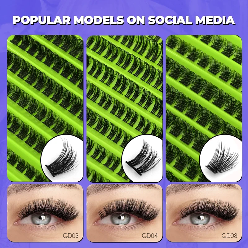 GROINNEYA Cluster Lashes Natural Eyelash extension Volume Individual Lashes Mixed Tray Faux Mink Lashes Cilias Makeup