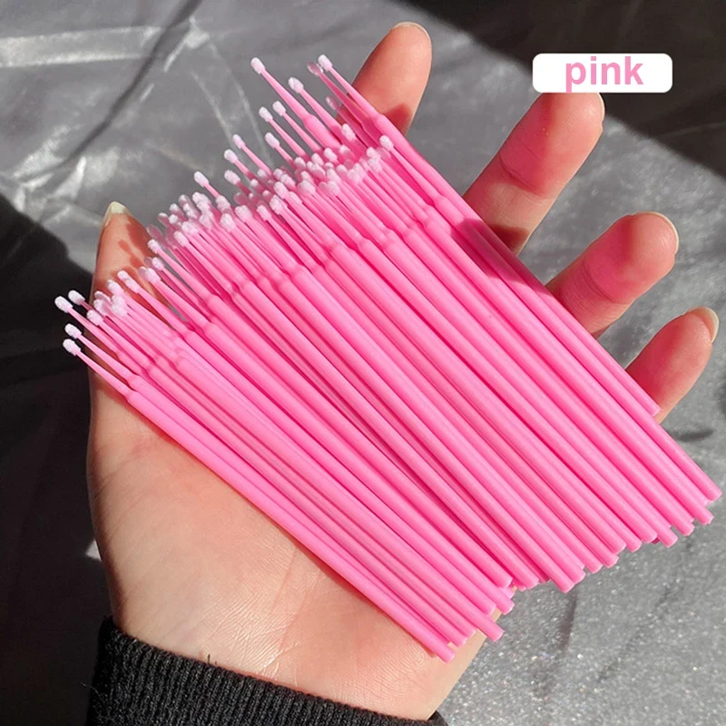 100Pcs Eyelash Cleaning Brush Lash Extension Micro Cotton Swab Individual Eyelashes Microbrush Beauty Makeup Clean Remover Tools