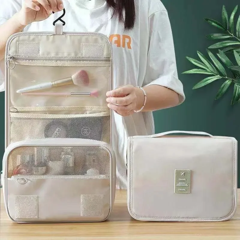 Handheld large capacity dry wet separation waterproof storage bag, wash bag travel convenient multifunctional hanging makeup bag
