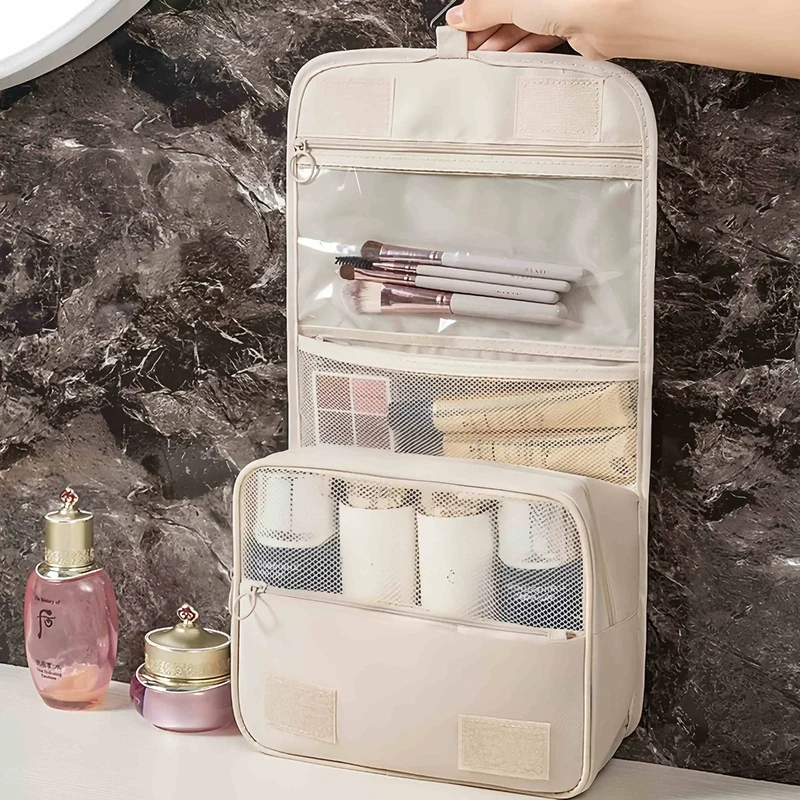 Handheld large capacity dry wet separation waterproof storage bag, wash bag travel convenient multifunctional hanging makeup bag