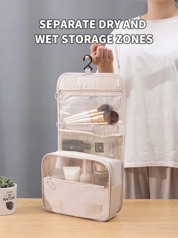 Handheld large capacity dry wet separation waterproof storage bag, wash bag travel convenient multifunctional hanging makeup bag