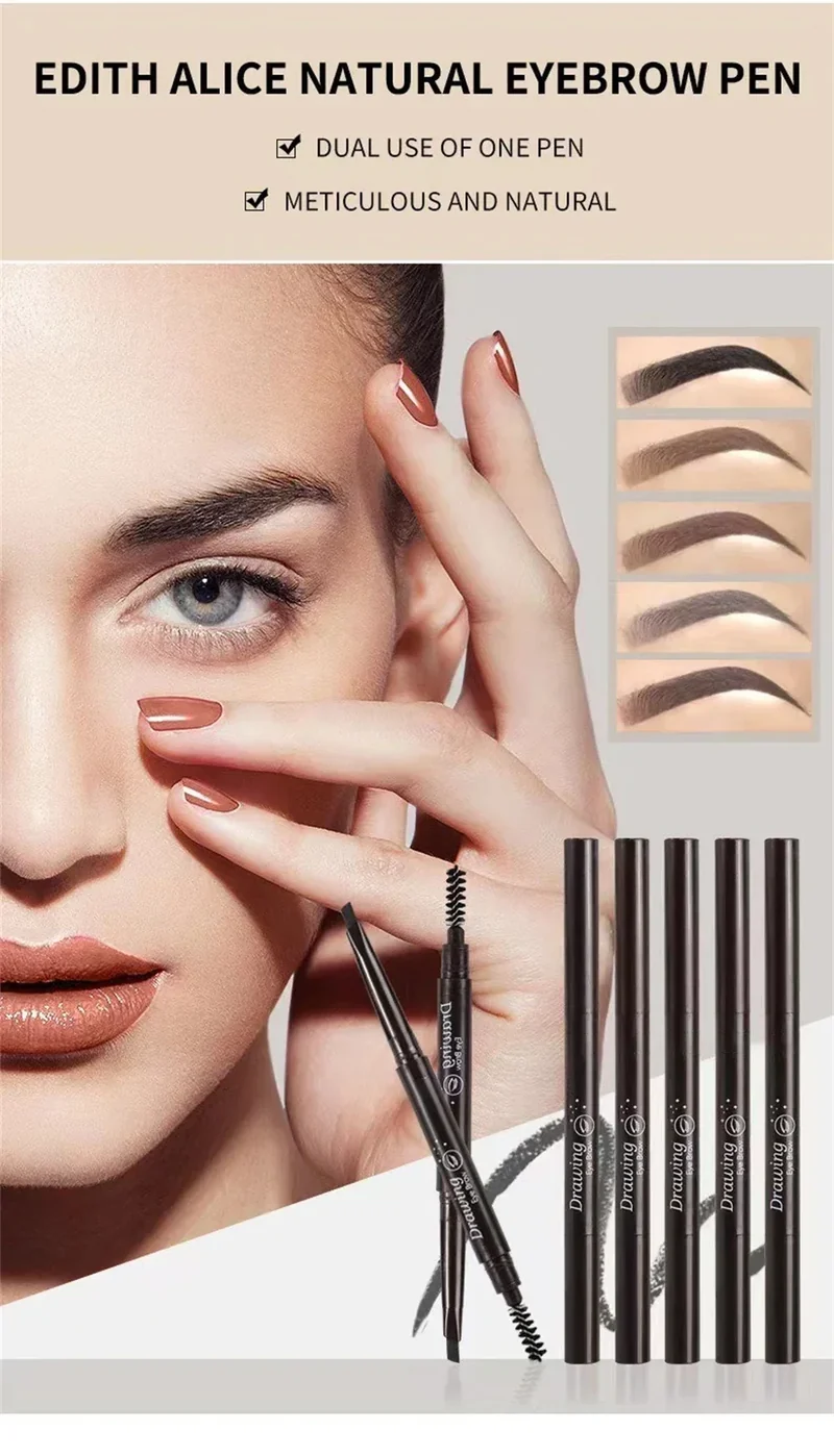 Extremely Fine Double-headed Waterproof Eyebrow Pencil - Durable and Long Lasting for Beginner Women's Makeup Eye Brow Pen