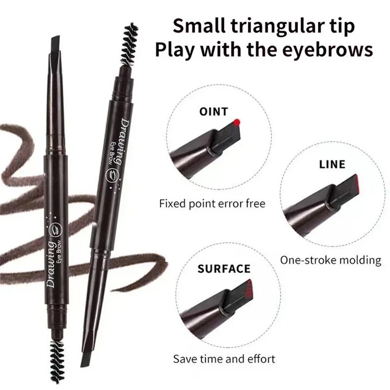 Extremely Fine Double-headed Waterproof Eyebrow Pencil - Durable and Long Lasting for Beginner Women's Makeup Eye Brow Pen