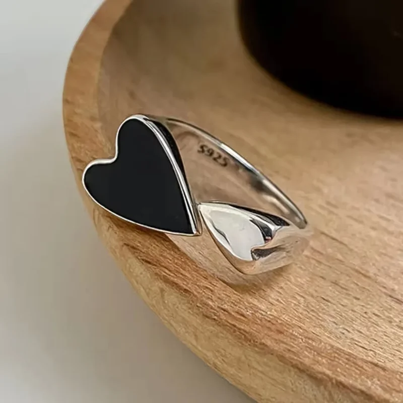VENTFILLE 925 Sterling Silve Love Heart Ring for Women Girl Gift Line Pearl Korean Sweet Jewelry Birthday Gift Dropshipping