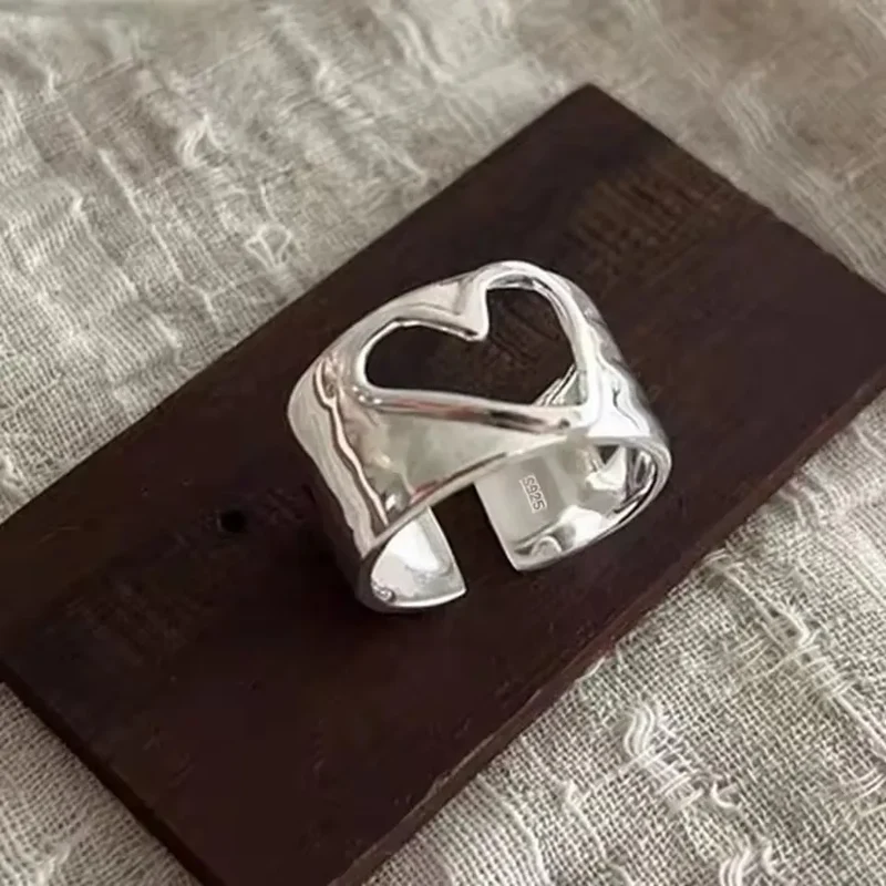 VENTFILLE 925 Sterling Silve Love Heart Ring for Women Girl Gift Line Pearl Korean Sweet Jewelry Birthday Gift Dropshipping
