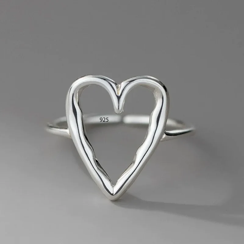 VENTFILLE 925 Sterling Silve Love Heart Ring for Women Girl Gift Line Pearl Korean Sweet Jewelry Birthday Gift Dropshipping