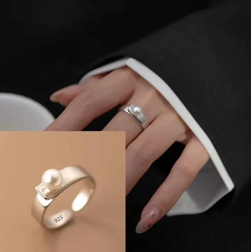 VENTFILLE 925 Sterling Silve Love Heart Ring for Women Girl Gift Line Pearl Korean Sweet Jewelry Birthday Gift Dropshipping