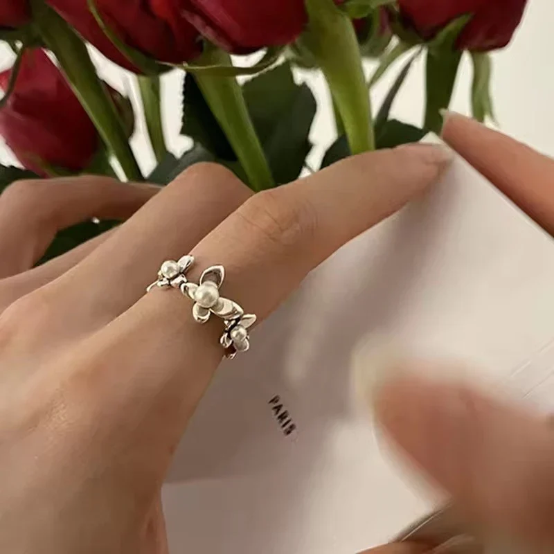 VENTFILLE 925 Sterling Silve Love Heart Ring for Women Girl Gift Line Pearl Korean Sweet Jewelry Birthday Gift Dropshipping