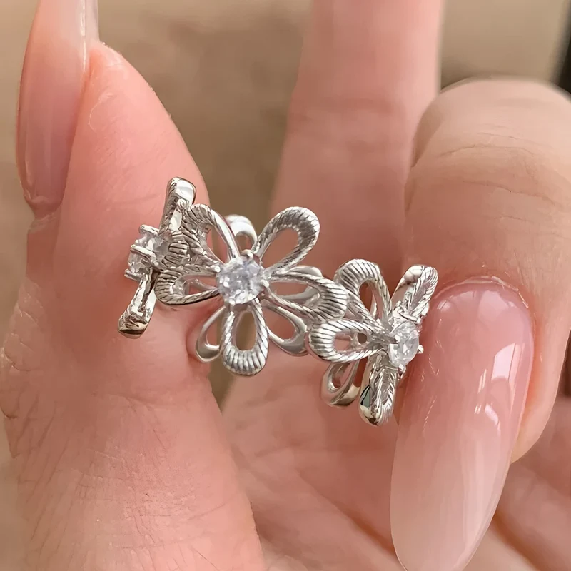 VENTFILLE 925 Sterling Silve Love Heart Ring for Women Girl Gift Line Pearl Korean Sweet Jewelry Birthday Gift Dropshipping