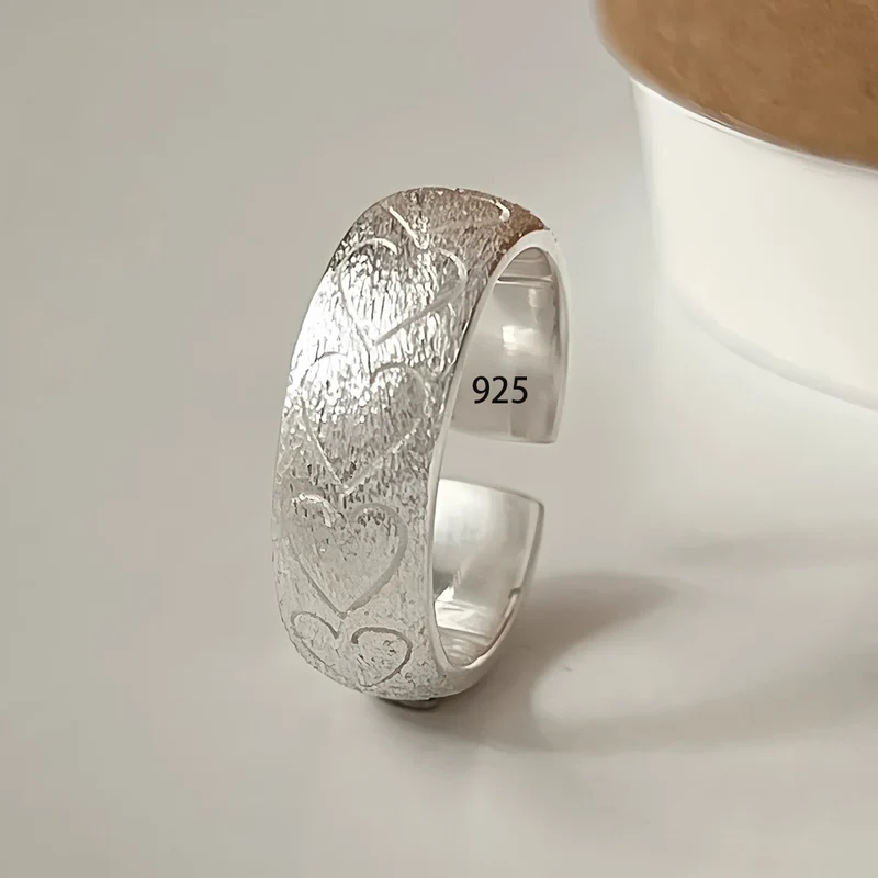 VENTFILLE 925 Sterling Silve Love Heart Ring for Women Girl Gift Line Pearl Korean Sweet Jewelry Birthday Gift Dropshipping