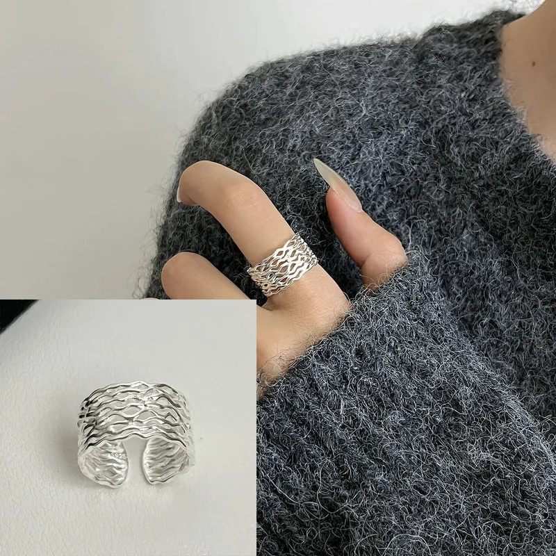 VENTFILLE 925 Sterling Silve Love Heart Ring for Women Girl Gift Line Pearl Korean Sweet Jewelry Birthday Gift Dropshipping