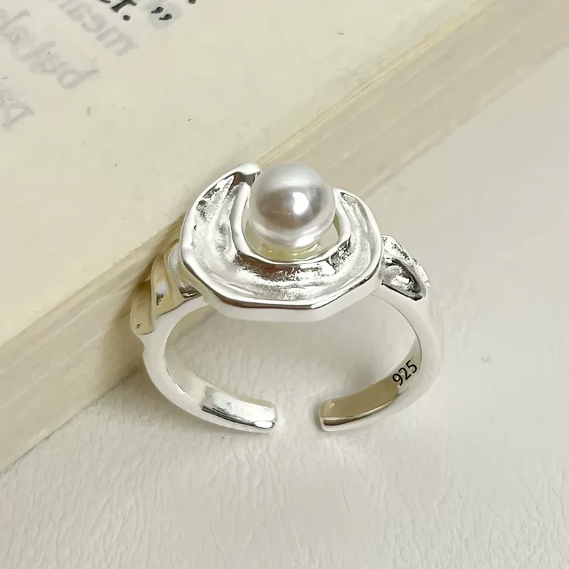 VENTFILLE 925 Sterling Silve Love Heart Ring for Women Girl Gift Line Pearl Korean Sweet Jewelry Birthday Gift Dropshipping