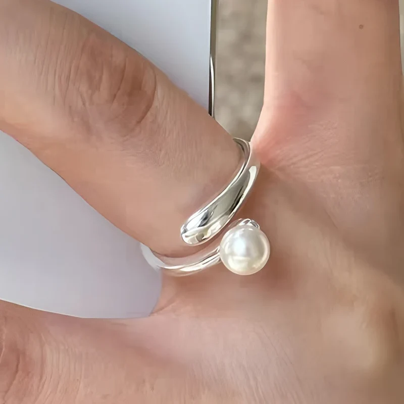 VENTFILLE 925 Sterling Silve Love Heart Ring for Women Girl Gift Line Pearl Korean Sweet Jewelry Birthday Gift Dropshipping