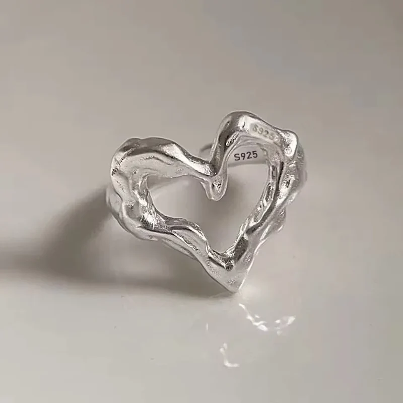 VENTFILLE 925 Sterling Silve Love Heart Ring for Women Girl Gift Line Pearl Korean Sweet Jewelry Birthday Gift Dropshipping