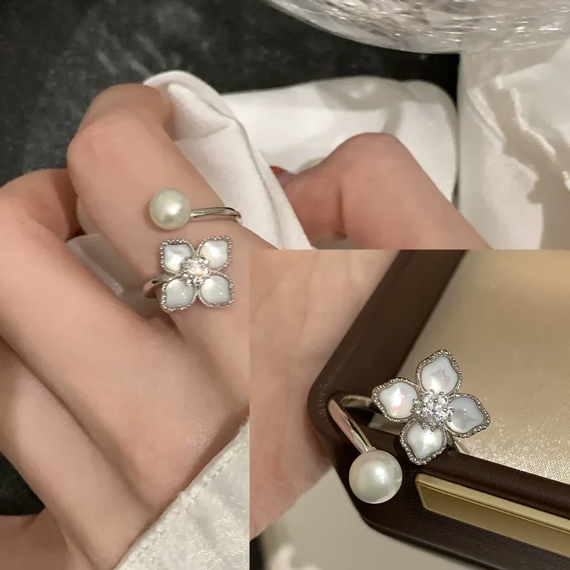 VENTFILLE 925 Sterling Silve Love Heart Ring for Women Girl Gift Line Pearl Korean Sweet Jewelry Birthday Gift Dropshipping