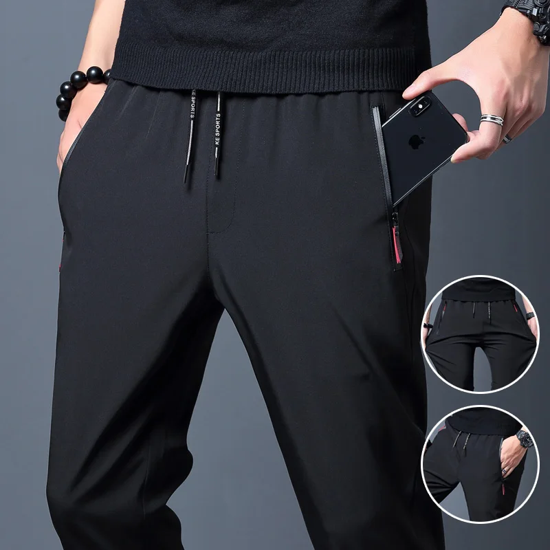 Men's Casual Pants Business Stretch Slim Fit Elastic Waist Jogger Korean Classic Blue Black Gray Male Brand Trousers